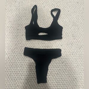 Bond-eye Sasha Black Crop Bikini Set Savannah High Waist Bottom One Size NWOT